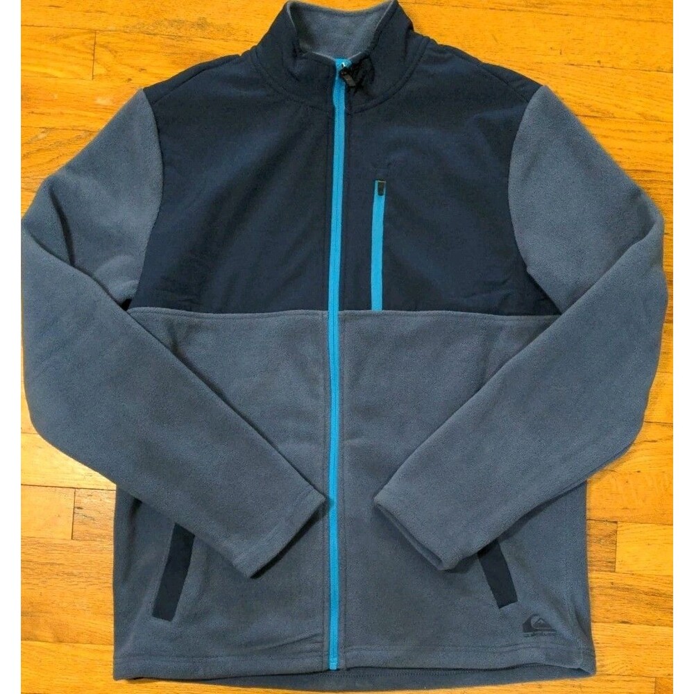 Brand New Quiksilver Mens Sz Medium The Trail Polar Fleece 3 Pocket Blue Jacket